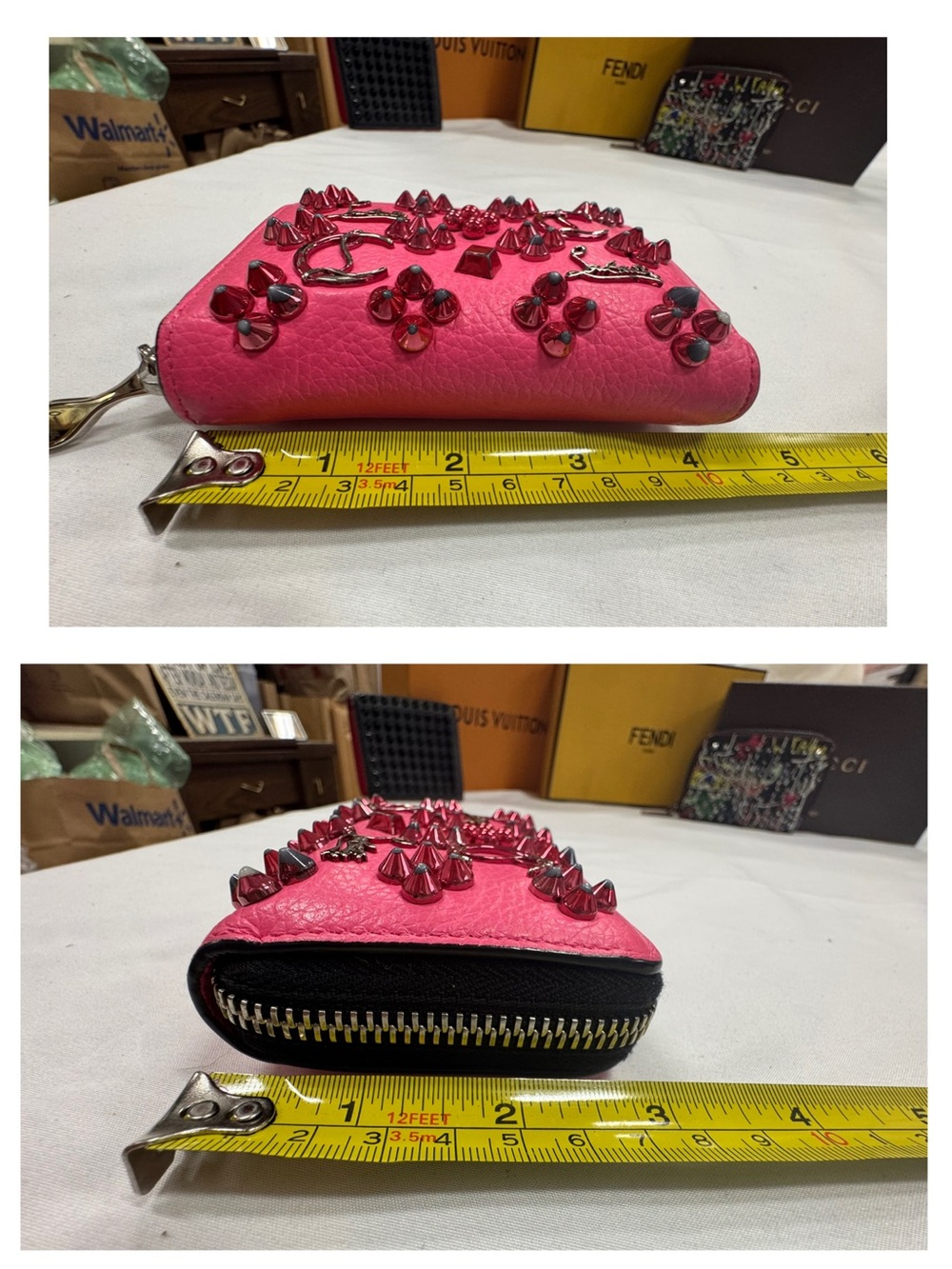 Christian Louboutin Hot Pink studded Zip Wallet - Picture 8 of 9